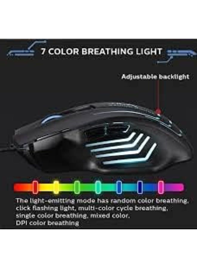 AULA S18 Wired Gaming Mouse – 7 Programmable Buttons, Adjustable 6400 DPI, Ergonomic USB Gaming Mouse for Windows PC - Image 3