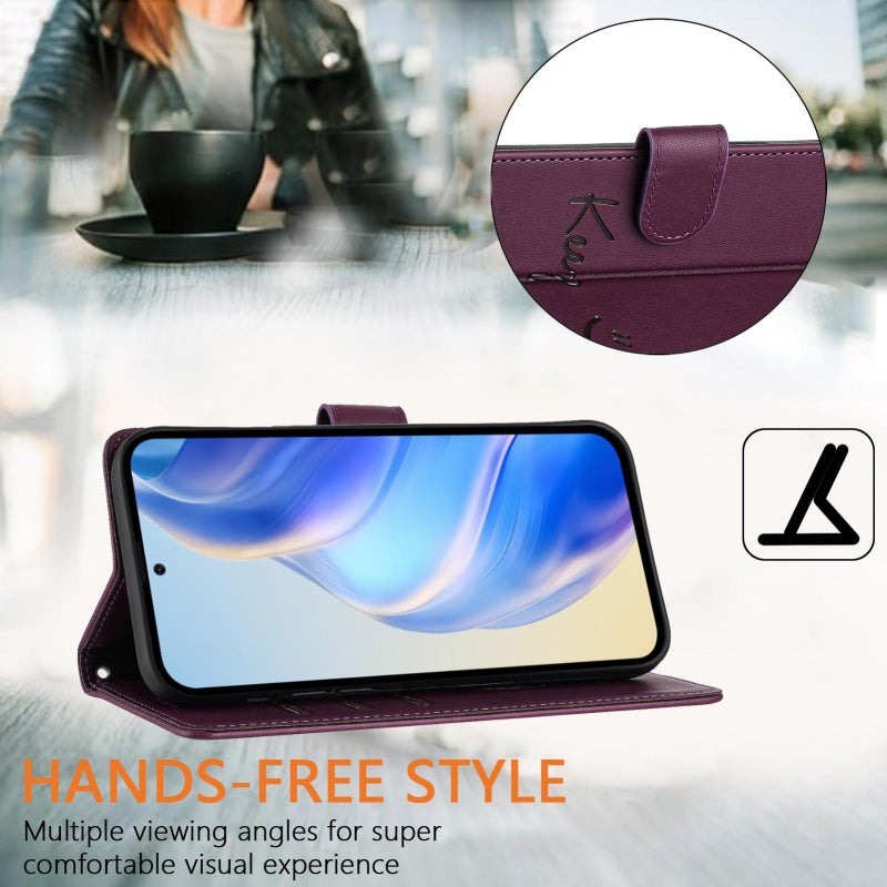BURAQ Case Cover For Samsung Galaxy A06 5G / 4G Smile Embossing RFID Leather Phone Case(Violet) - Image 4