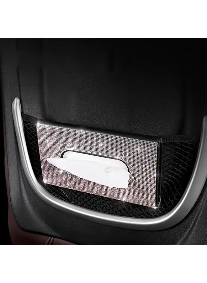 حامل مناديل للسيارة مرصّع بأحجار الراين البراقة - حامل واقي شمس من جلد البولي يوريثان مع تأثيرات ضوئية متعددة الألوان | إكسسوار أنيق للسيارة لديكور داخلي فاخر | ديكور أنيق وعملي للسيارة - Image 5