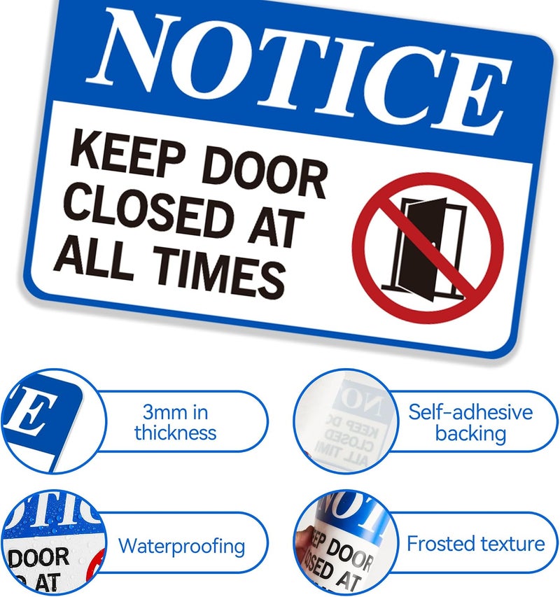 LUHIMO Keep Door Closed Sign，Self-Adhesive Weatherproof and Fade-Resistant Please Keep Door Closed Sign Sticker，Close Door Decals for Home, Office, Buildings, Workplace & More（8.5" x 5.5"） - Image 3