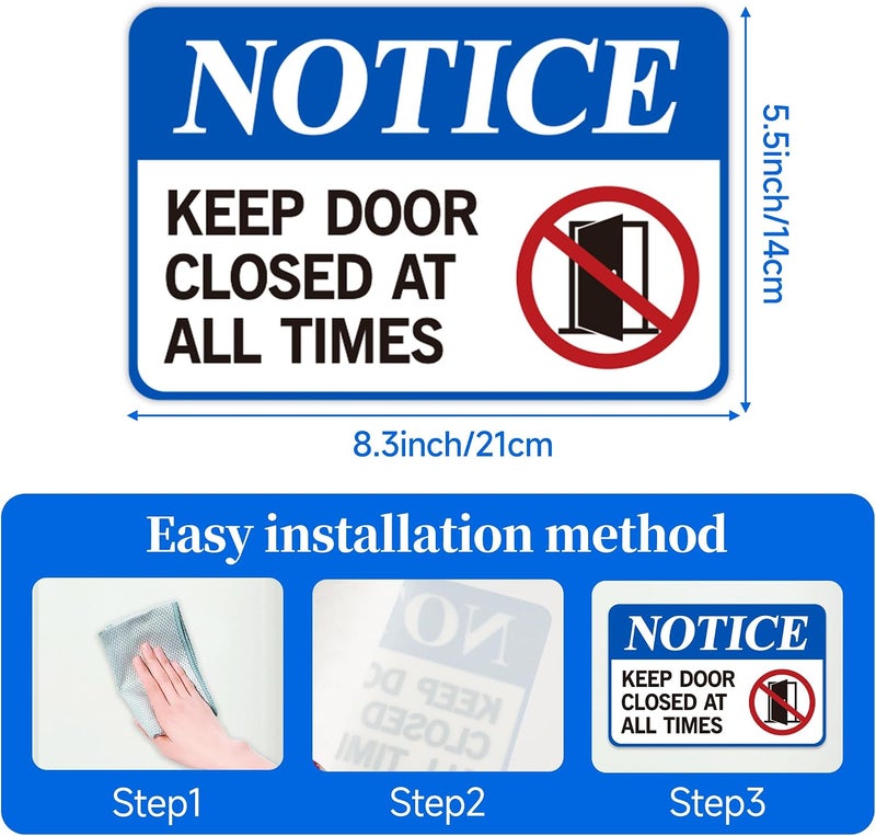 LUHIMO Keep Door Closed Sign，Self-Adhesive Weatherproof and Fade-Resistant Please Keep Door Closed Sign Sticker，Close Door Decals for Home, Office, Buildings, Workplace & More（8.5" x 5.5"） - Image 1
