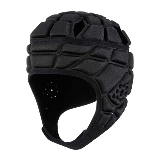 Surlim Rugby Helmet Headguard Headgear for Soccer Scrum Cap Soft Protective Helmet for Kids Youth Black Medium - Image 1