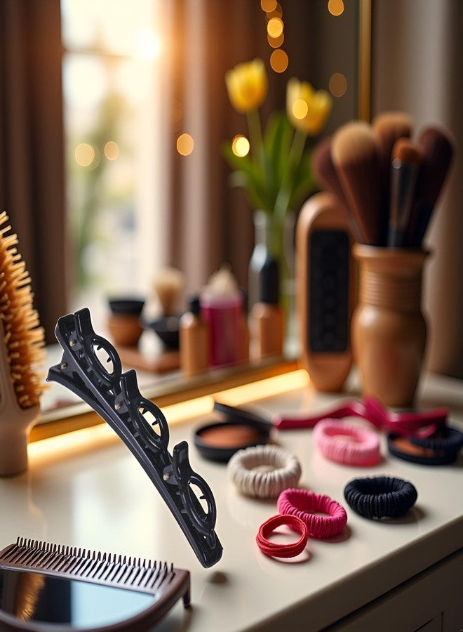 مشابك شعر مضفرة مرصعة بأحجار كريستالية سوداء لامعة، مشابك شعر مزدوجة الغرة، دبابيس شعر مضفرة، مشبك شعر مضفر مرصع بأحجار الراين، تصفيف شعر جانبي للغرة للنساء، إكسسوارات شعر - Image 3