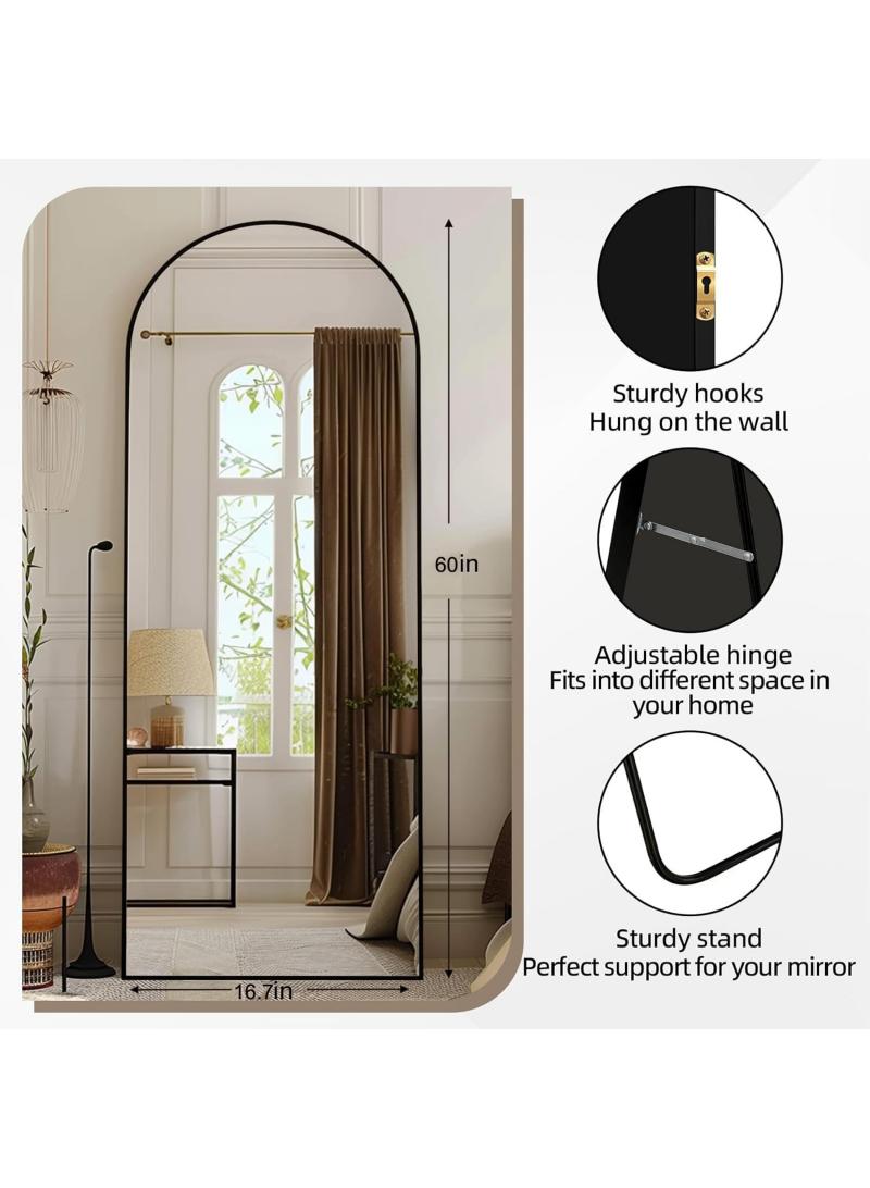 general Upgraded Version Full Length Mirror 155X45cm Arched Aluminum Alloy Large Standing Dressing Mirror Can Hanging Leaning Against Wall Or Inclined Floor Standing Mirror Mounted Mirror With Stand For Bedroom Locker Room Living Room Black - Image 5
