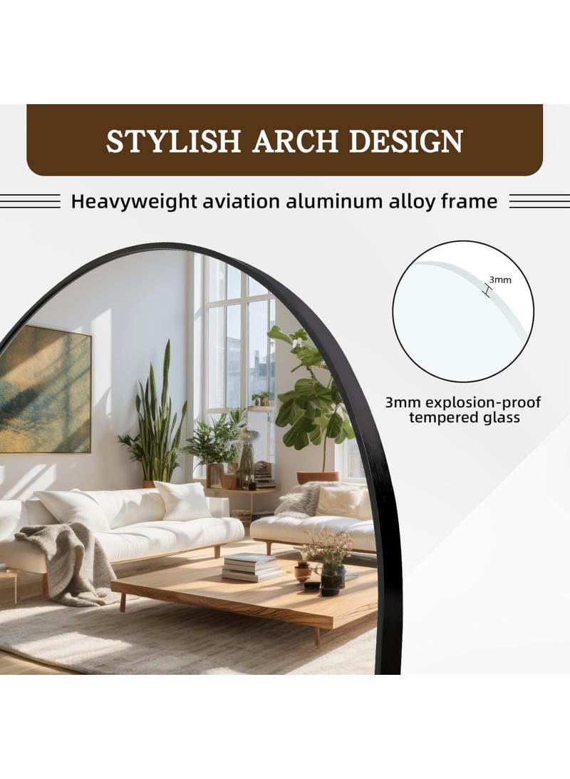 general Upgraded Version Full Length Mirror 155X45cm Arched Aluminum Alloy Large Standing Dressing Mirror Can Hanging Leaning Against Wall Or Inclined Floor Standing Mirror Mounted Mirror With Stand For Bedroom Locker Room Living Room Black - Image 2