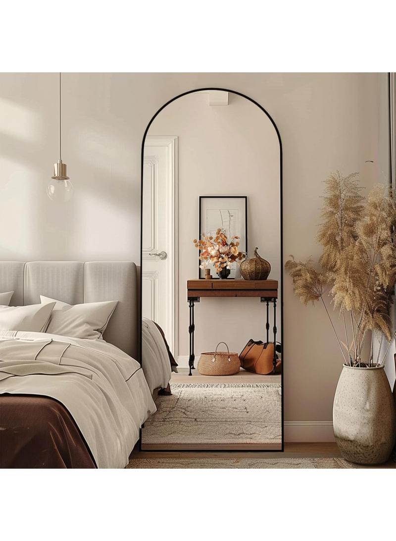 general Upgraded Version Full Length Mirror 155X45cm Arched Aluminum Alloy Large Standing Dressing Mirror Can Hanging Leaning Against Wall Or Inclined Floor Standing Mirror Mounted Mirror With Stand For Bedroom Locker Room Living Room Black - Image 4