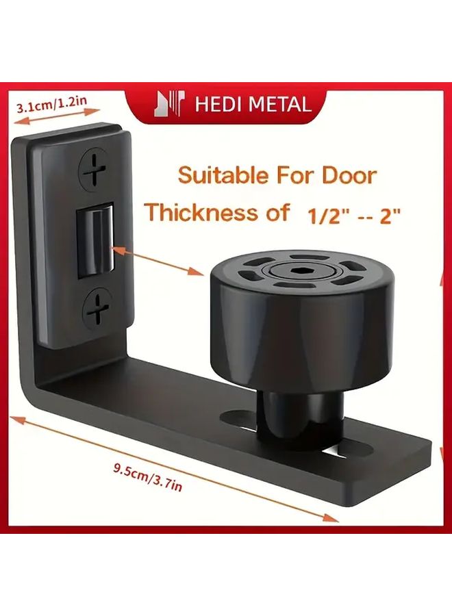 Black Adjustable Steel Floor Guide Set Wall Mounted Sliding Barn Door Track No Electricity Required - Image 2