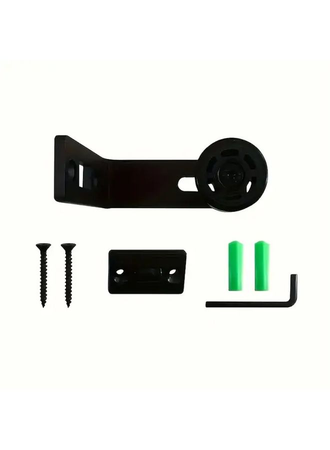 Black Adjustable Steel Floor Guide Set Wall Mounted Sliding Barn Door Track No Electricity Required - Image 5