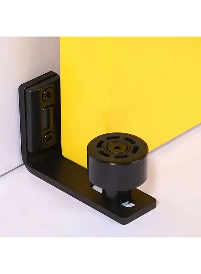 Black Adjustable Steel Floor Guide Set Wall Mounted Sliding Barn Door Track No Electricity Required - Image 1