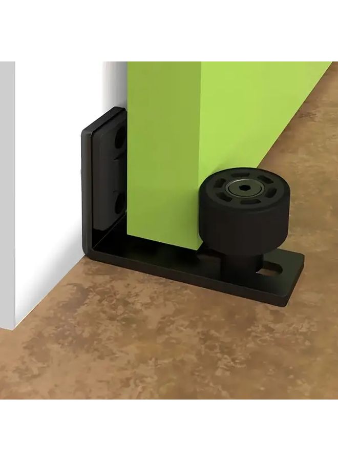 Black Adjustable Steel Floor Guide Set Wall Mounted Sliding Barn Door Track No Electricity Required - Image 4