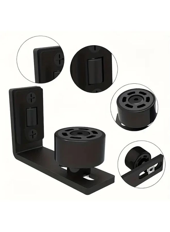 Black Adjustable Steel Floor Guide Set Wall Mounted Sliding Barn Door Track No Electricity Required - Image 3