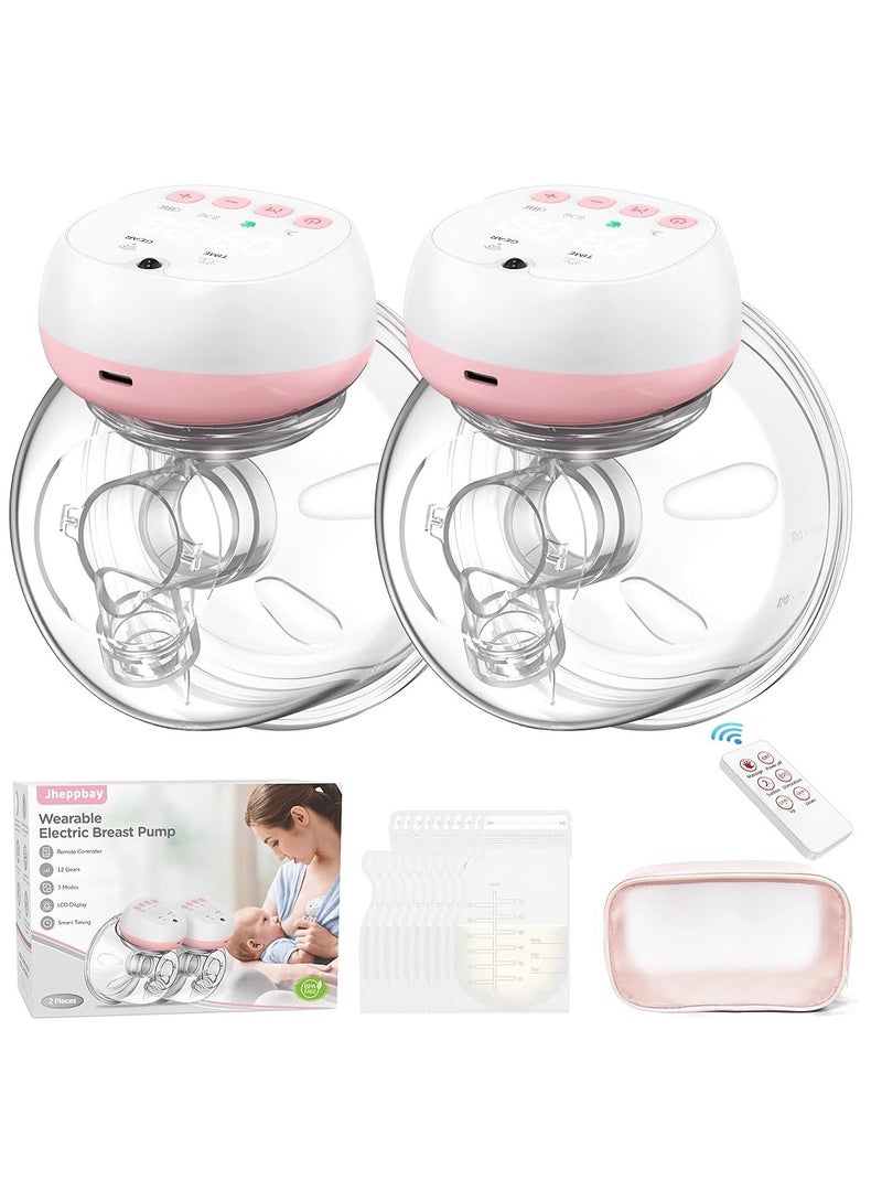 Jheppbay مضخة  كهربائية يمكن ارتداؤها بدون استخدام اليدين، 12 مستوى و3 أوضاع مضخة  مزدوجة يمكن ارتداؤها، محمولة 1200 مللي أمبير في الساعة، شاشة LCD - Image 1