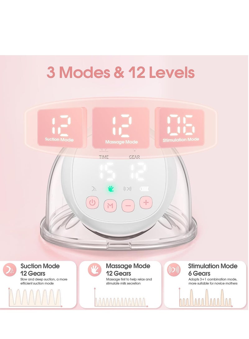 Jheppbay مضخة  كهربائية يمكن ارتداؤها بدون استخدام اليدين، 12 مستوى و3 أوضاع مضخة  مزدوجة يمكن ارتداؤها، محمولة 1200 مللي أمبير في الساعة، شاشة LCD - Image 2