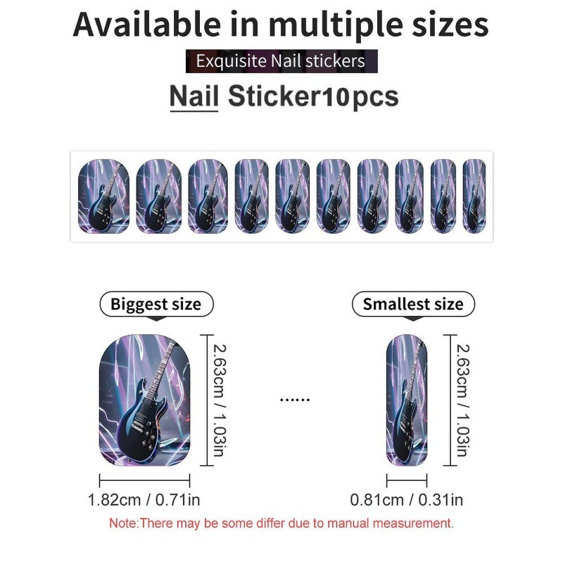 Electric Guitar Music Nail Stickers Self Adhesive Gel Decals 100 Pieces Long Lasting For Any Occasion - Image 4