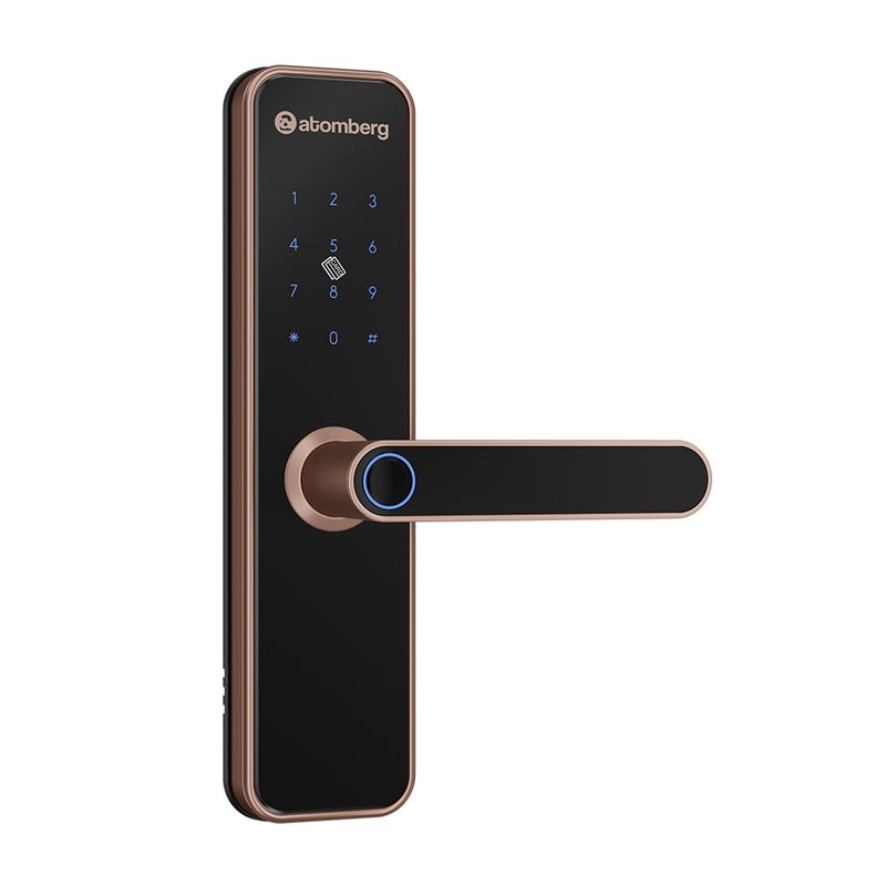 atomberg Azhero Smart Door Lock | 6 Ways Unlocking | Fingerprint | PIN | Remote OTP | NFC Card | App (Data Stored in India) | Key | Free Installation | 2 Year Warranty (Rose Gold) - Image 1