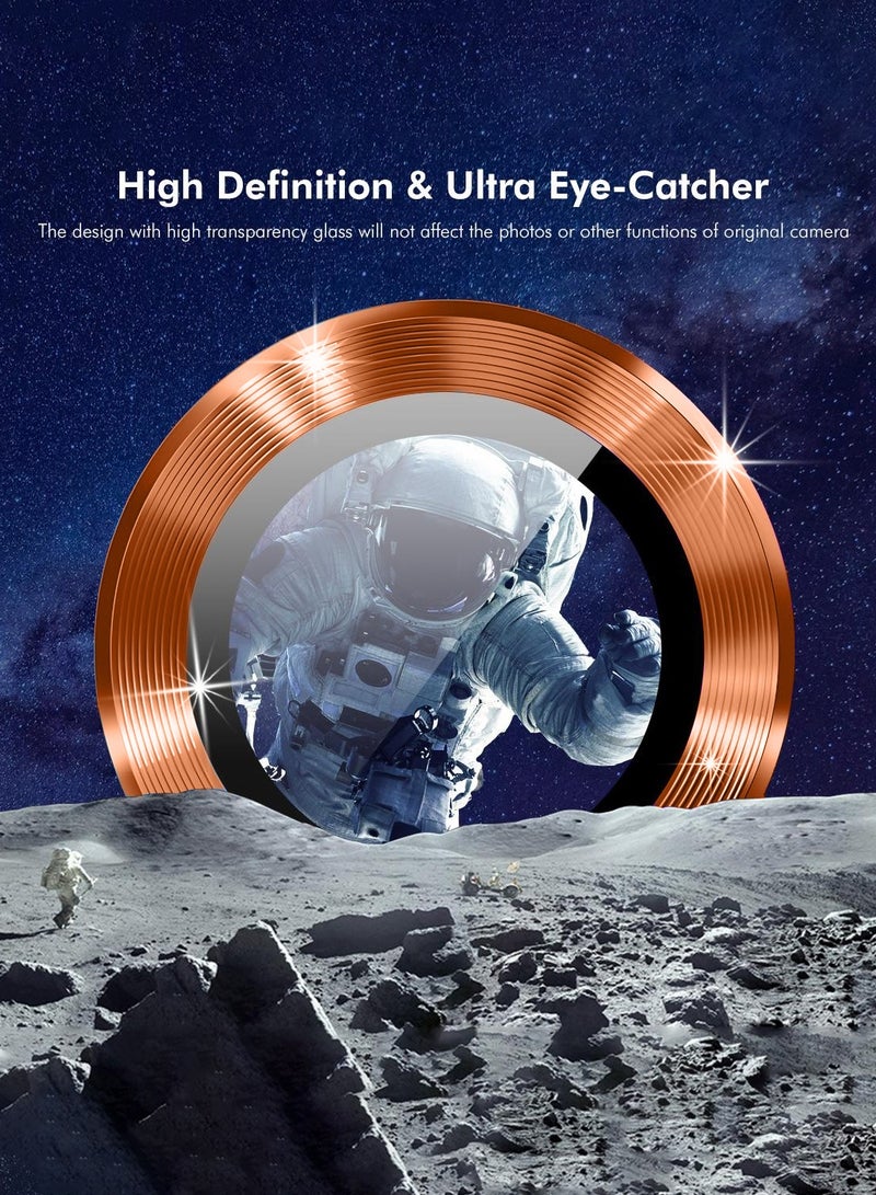 دبليو تيك حامية عدسة الكاميرا من الزجاج المقسى لحلقة سبيكة آبل آيفون 17 برو 5G 2025 (MLGICR) - شفافة / برتقالي خوخي - Image 4