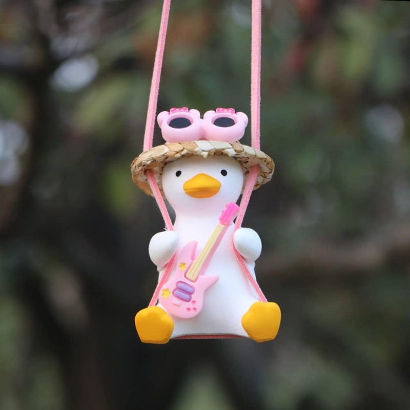 MENGSOOD Car Hanging Ornament,Little Tree Man Rear View Mirror Pendant Decoration,Mirror Hanging Car Interior Accessories for Car Rear View Mirror, Gardening Hanging (Pink Duck) - Image 2