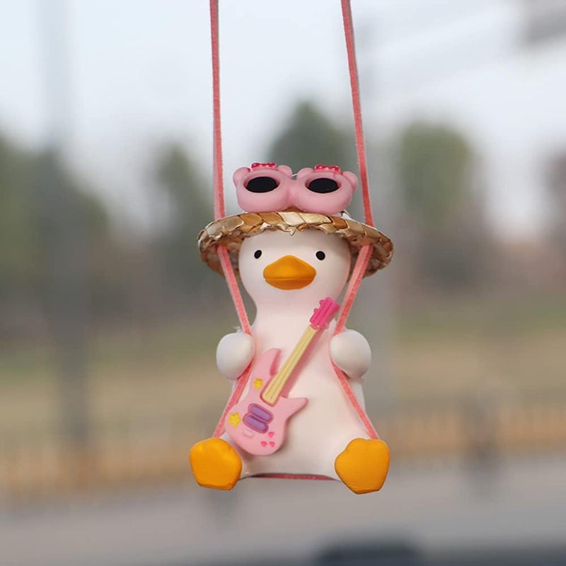 MENGSOOD Car Hanging Ornament,Little Tree Man Rear View Mirror Pendant Decoration,Mirror Hanging Car Interior Accessories for Car Rear View Mirror, Gardening Hanging (Pink Duck) - Image 4