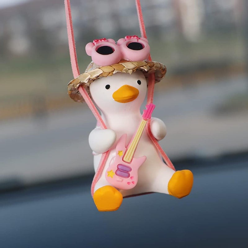 MENGSOOD Car Hanging Ornament,Little Tree Man Rear View Mirror Pendant Decoration,Mirror Hanging Car Interior Accessories for Car Rear View Mirror, Gardening Hanging (Pink Duck) - Image 1