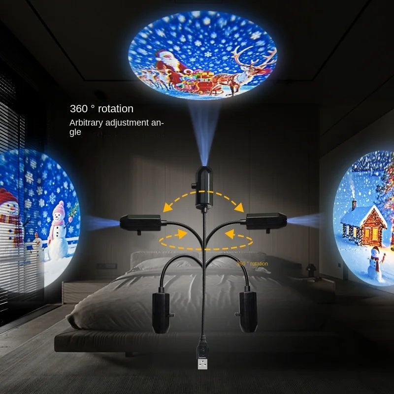 USB Flexible Christmas LED Car Interior Roof Projector Light Atmosphere Lamp Holiday Party Halloween Moon Projection Light - Image 2