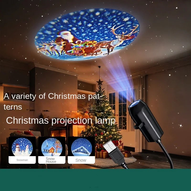 USB Flexible Christmas LED Car Interior Roof Projector Light Atmosphere Lamp Holiday Party Halloween Moon Projection Light - Image 1