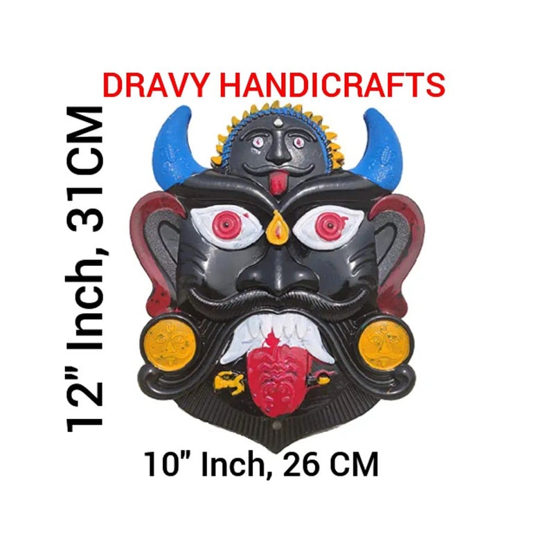 DRAVY HANDICRAFTS DRAVY HANDICRAFTS Nazar Battu Evil Eye Protector Mahakal Face Plastic Mask Wall Hanging Nazar Suraksha Kawach Drishti Kavach for House Entrance Office Shops Truck Set Of 2 Unit - Image 3
