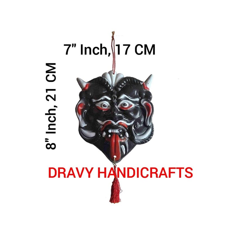 DRAVY HANDICRAFTS DRAVY HANDICRAFTS Nazar Battu Evil Eye Protector Mahakal Face Plastic Mask Wall Hanging Nazar Suraksha Kawach Drishti Kavach for House Entrance Office Shops Truck Set Of 2 Unit - Image 2