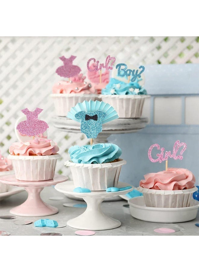 12Pcs Sparkling Baby Gender Reveal Cupcake Toppers Pink Blue Glitter Cake Decorations Boy or Girl Baby Shower Party Pack Home/Outdoor Events Party Supplies and Party Favors - Image 4