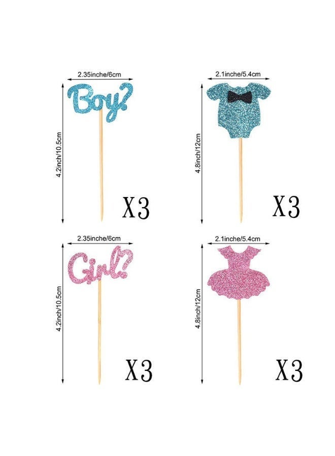 12Pcs Sparkling Baby Gender Reveal Cupcake Toppers Pink Blue Glitter Cake Decorations Boy or Girl Baby Shower Party Pack Home/Outdoor Events Party Supplies and Party Favors - Image 3