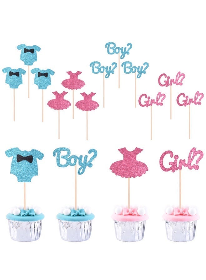 12Pcs Sparkling Baby Gender Reveal Cupcake Toppers Pink Blue Glitter Cake Decorations Boy or Girl Baby Shower Party Pack Home/Outdoor Events Party Supplies and Party Favors - Image 2