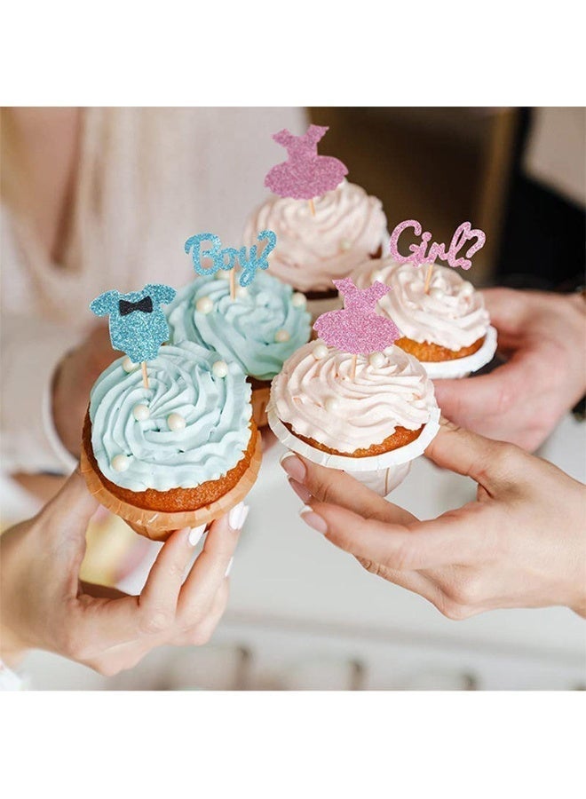 12Pcs Sparkling Baby Gender Reveal Cupcake Toppers Pink Blue Glitter Cake Decorations Boy or Girl Baby Shower Party Pack Home/Outdoor Events Party Supplies and Party Favors - Image 5