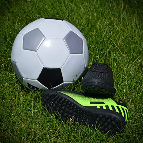 Vizari Santos Turf Soccer Shoes for Boys and Girls| Turf Shoes with Two Color Synthetic Upper | Youth Football Turf Shoes with Rubber Oursole | Superior Traction on Turf Ground, (Black/Green, 10) - Image 2