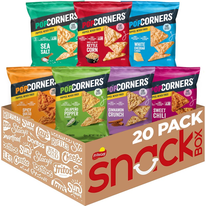 PopCorners Popped Corn Chips, 7 Flavor Variety Snack Pack, 1 oz Bags, (20 Pack), Gluten Free, No Artificial Colors, No Artificial Flavors - Image 1