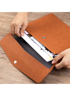 Generic 2-Piece File Folder, PU Leather A4 Document Holder Organizer Filing Envelope Portfolio Case Tablet Sleeve with Magnetic Snap Closure for Home School Office Stationery  - Image 2
