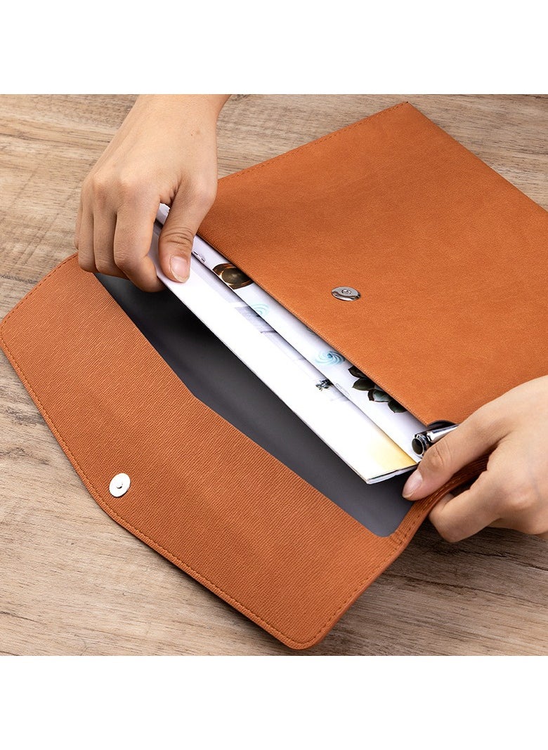 Generic - 2-Piece File Folder, PU Leather A4 Document Holder Organizer Filing Envelope Portfolio Case Tablet Sleeve with Magnetic Snap Closure for Home School Office Stationery - Image 1