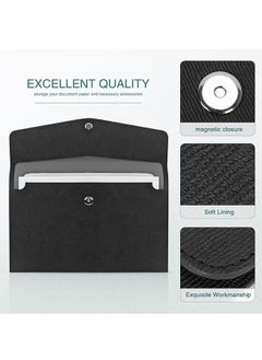 Generic 2-Piece File Folder, PU Leather A4 Document Holder Organizer Filing Envelope Portfolio Case Tablet Sleeve with Magnetic Snap Closure for Home School Office Stationery  - Image 3