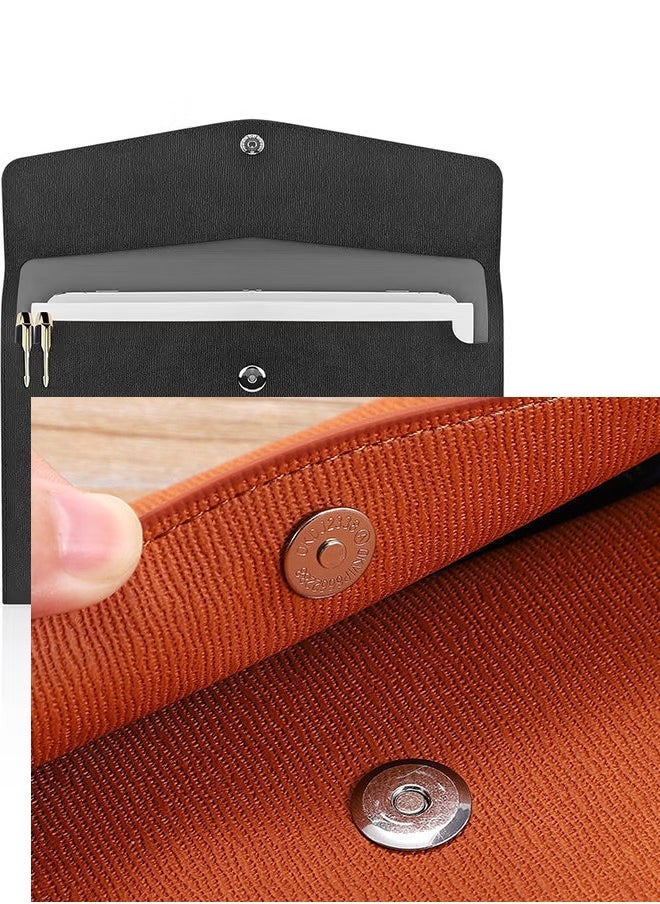 Generic - 2-Piece File Folder, PU Leather A4 Document Holder Organizer Filing Envelope Portfolio Case Tablet Sleeve with Magnetic Snap Closure for Home School Office Stationery - Image 1