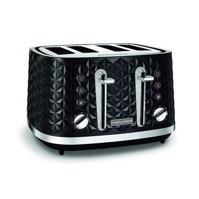 VECTOR 4 SLICE TOASTER HIGH GLOSS GEOMETRIC DESIGN DEFROST AND REHEAT VARIABLE WIDTH SLOTS REMOVEABLE CRUMB TRAYBLACK 248131