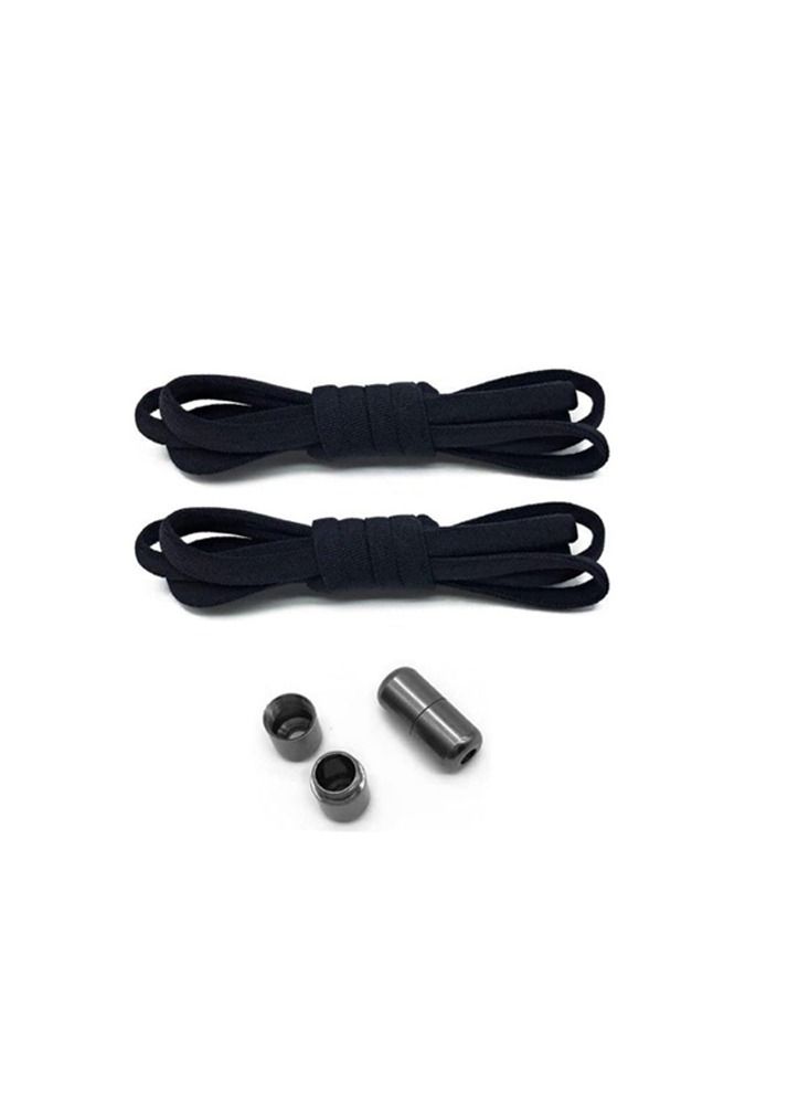 Mi techo No Tie Shoe Laces Black with Metal Capsules For Men's and Women's Suitable for  Flat Shoe, Sneakers, Work Boot and All type - Image 1