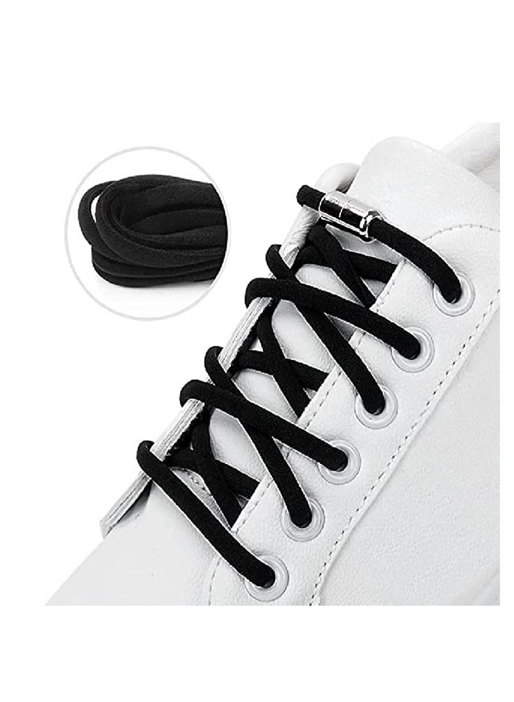 Mi techo No Tie Shoe Laces Black with Metal Capsules For Men's and Women's Suitable for  Flat Shoe, Sneakers, Work Boot and All type - Image 4