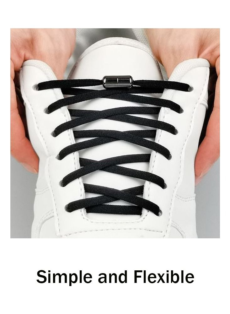 Mi techo No Tie Shoe Laces Black with Metal Capsules For Men's and Women's Suitable for  Flat Shoe, Sneakers, Work Boot and All type - Image 2