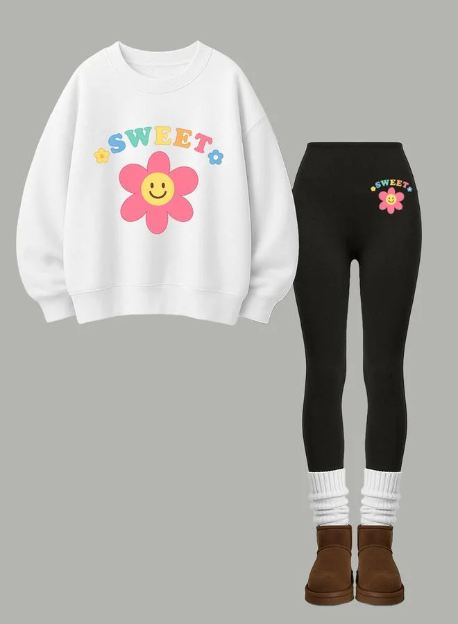 Take Two Take Two Teens Graphic Sweatshirt and Leggings Set