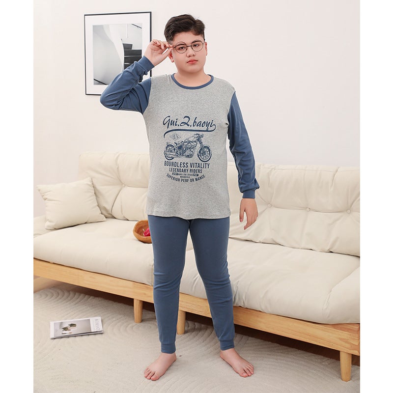 Chubby Children'S Autumn Clothes And Pants Cotton Thermal Underwear Big Children'S Plus Size Thermal Pajamas Suit Cute Cartoon Home Suit - Image 4