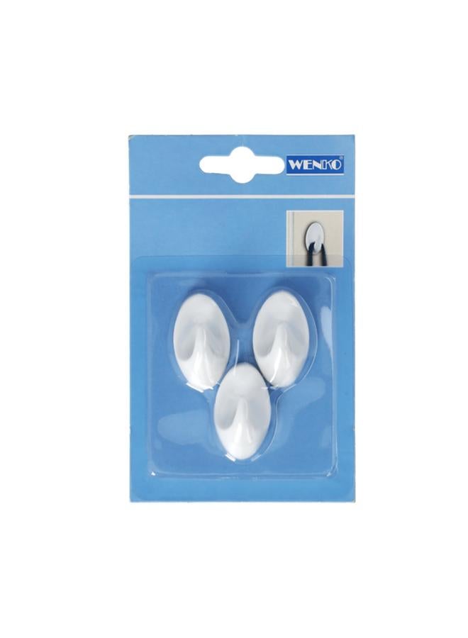 Wenko 3-Piece Self-Adhesive Dwarf Plastic Wall Hook Set White 4404010100  - Image 1