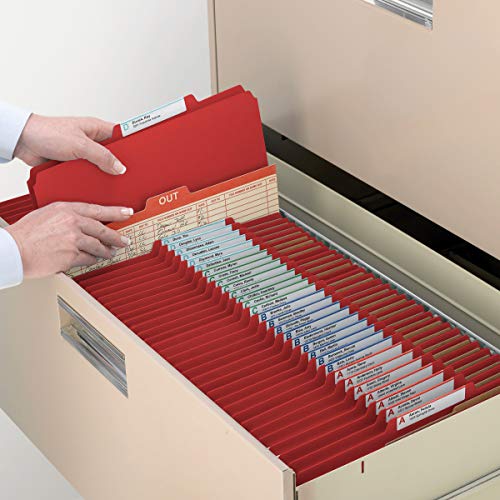 Smead Pressboard Classification File Folder with SafeSHIELD Fasteners, 2 Dividers, 2" Expansion, Letter Size, Bright Red, 10 per Box (14031) - Image 5