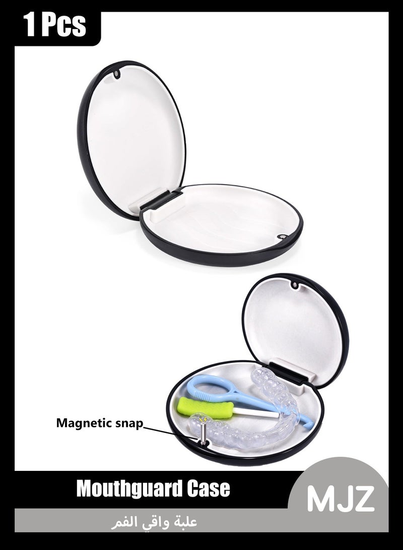 MJZ Retainer Case Mouthguard Case Denture Case with Magnetic Closure, Retainer Holder Denture Holder Container Aligner Retainer Braces Storage Box Organizer with Silicone Textured Liner - Image 1