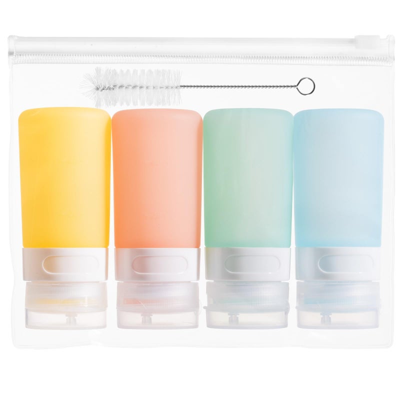 MICEBAY Condiment Squeeze Bottles for Sauces, 2-oz Mini Silicone Salad Dressing Container to Go with Reusable Sandwich Bag, Leakproof Ketchup Bottle for Bento Lunch Box, 4 Pack, Candies - Image 1