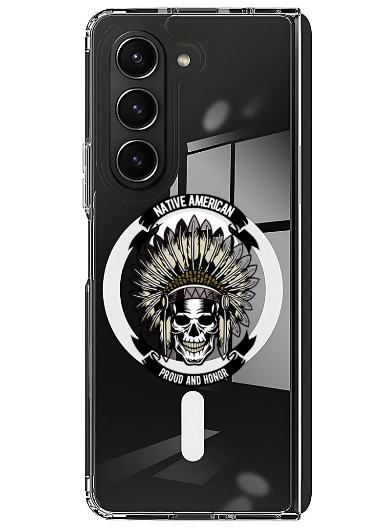 Theodor Magnetic Case for Samsung Galaxy Z Fold 6 Compatible with MagSafe Wireless Charging, Shockproof Phone Bumper Cover Native american - Image 1