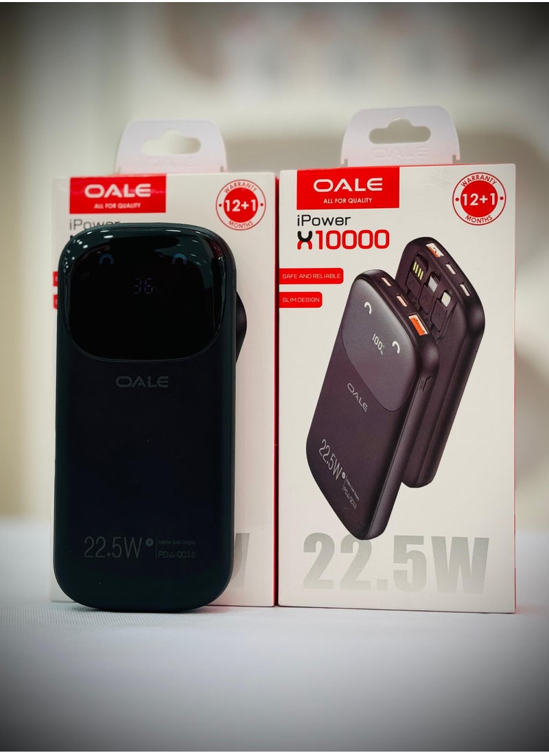 OALE - 10000 mAh Power Bank Portable Charger USB Type C Battery Pack 22.5W Fast Charging Compatible with iPhone 16 15 14 13 Pro Max Samsung Galaxy Z Fold 6 S24 S23 S22 S21 Ultra Apple Watch Airpods iPad Black - Image 1