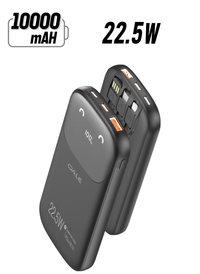 OALE - 10000 mAh Power Bank Portable Charger USB Type C Battery Pack 22.5W Fast Charging Compatible with iPhone 16 15 14 13 Pro Max Samsung Galaxy Z Fold 6 S24 S23 S22 S21 Ultra Apple Watch Airpods iPad Black - Image 1